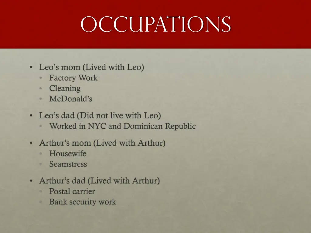 occupations
