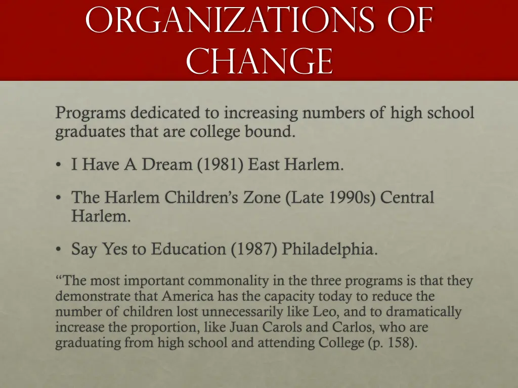organizations of change