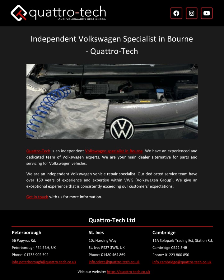 independent volkswagen specialist in bourne