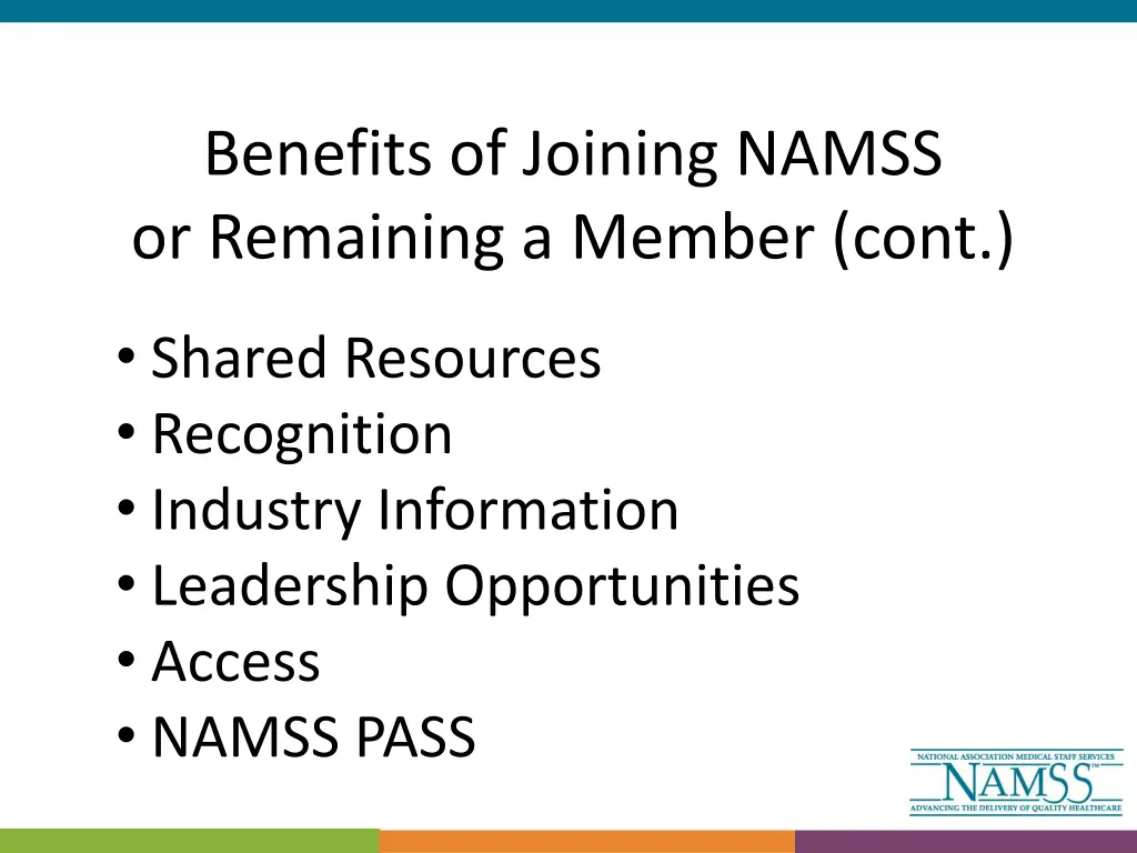 benefits of joining namss or remaining a member 1