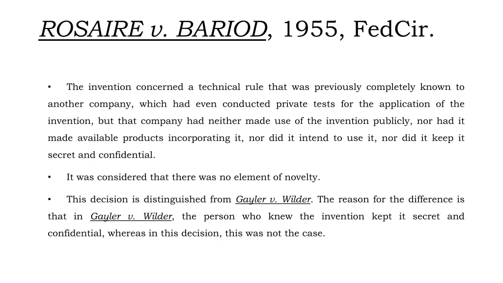rosaire v bariod 1955 fedcir