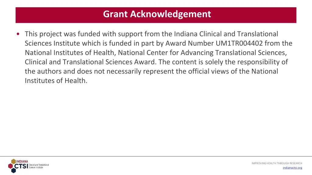 grant acknowledgement