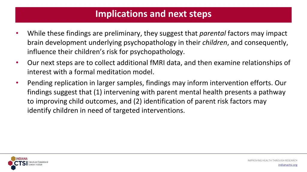 implications and next steps