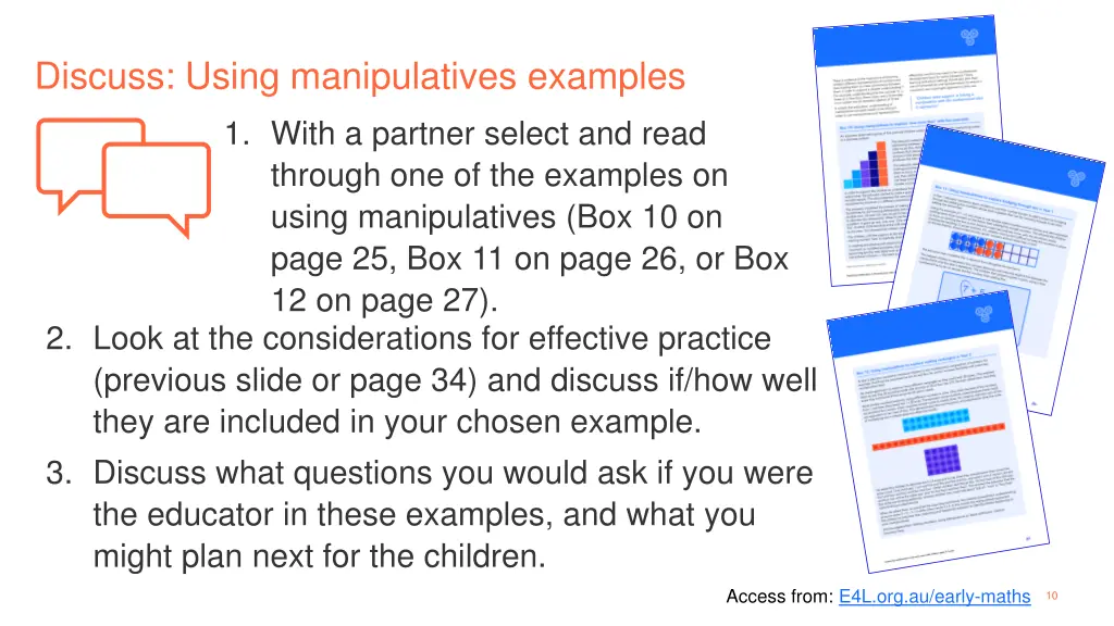 discuss using manipulatives examples