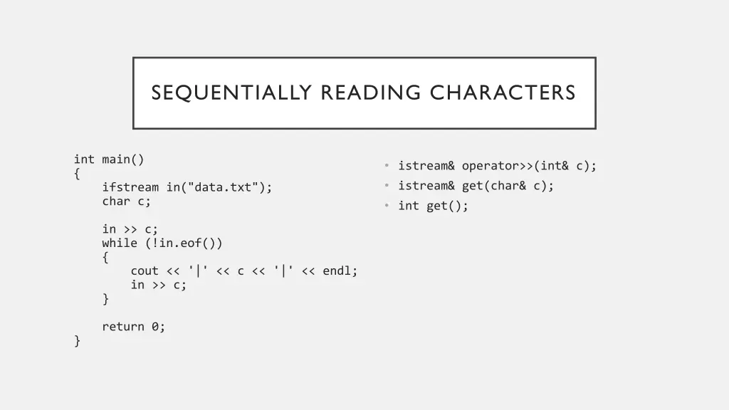sequentially reading characters