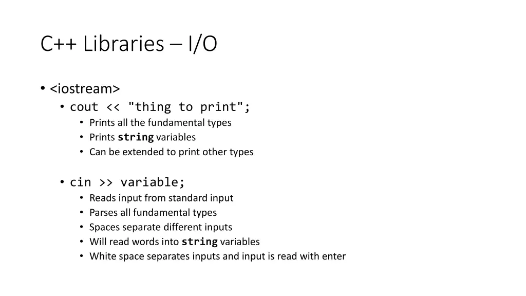 c libraries i o