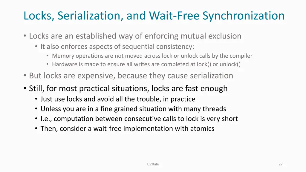locks serialization and wait free synchronization 1