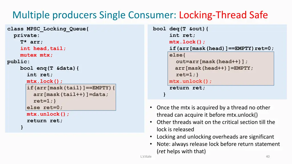 multiple producers single consumer locking thread