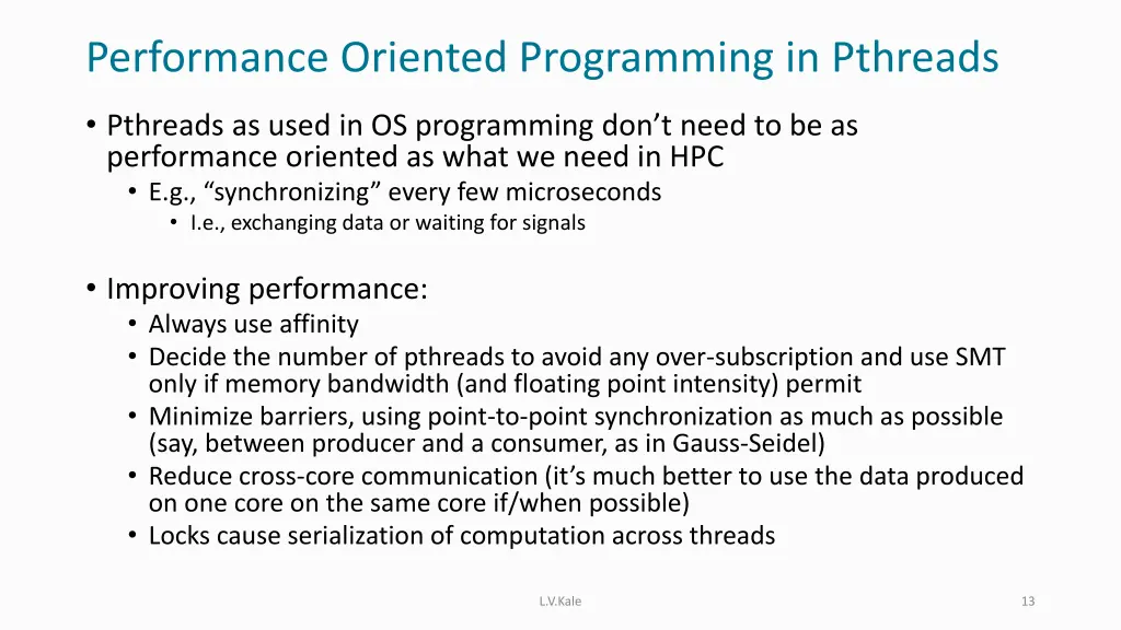 performance oriented programming in pthreads