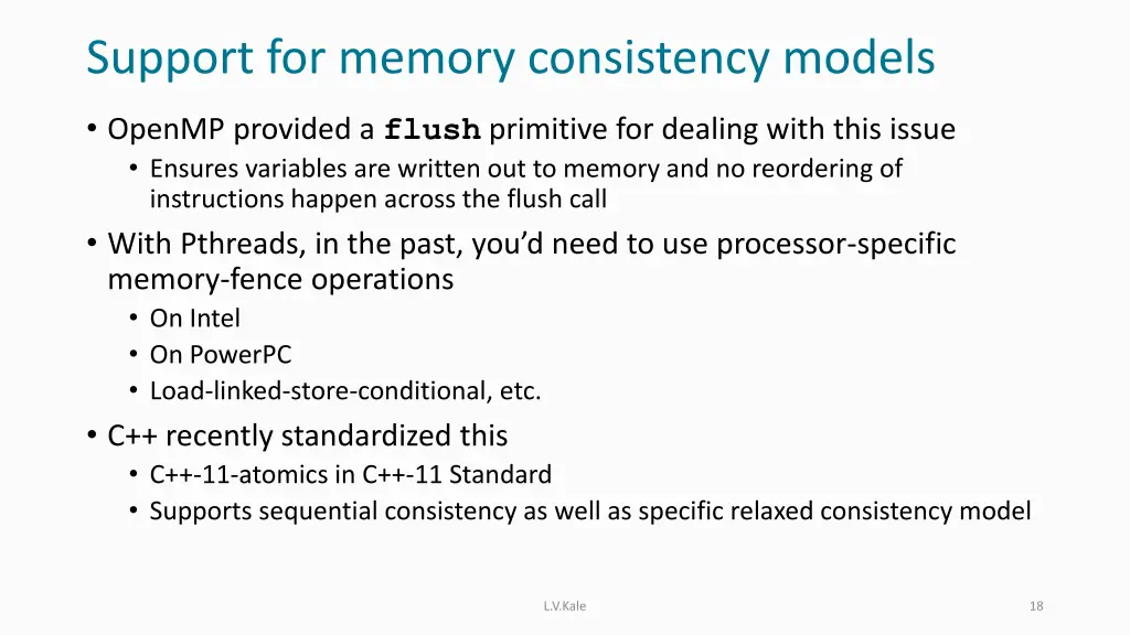 support for memory consistency models