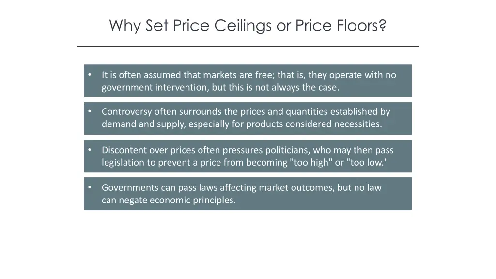 why set price ceilings or price floors