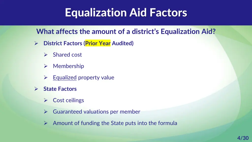 equalization aid factors