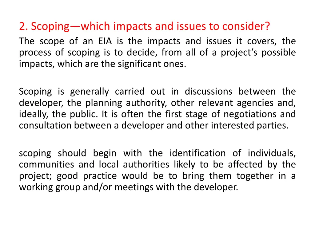 2 scoping which impacts and issues to consider