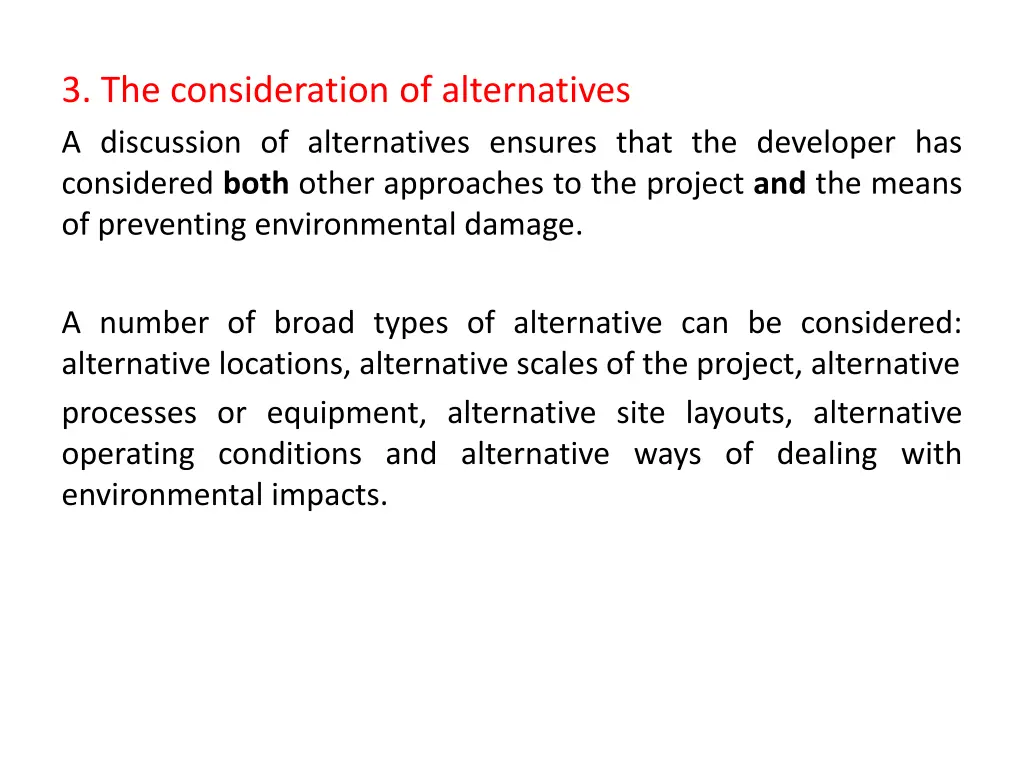 3 the consideration of alternatives a discussion