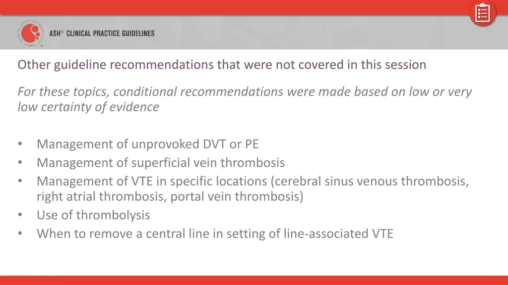 other guideline recommendations that were