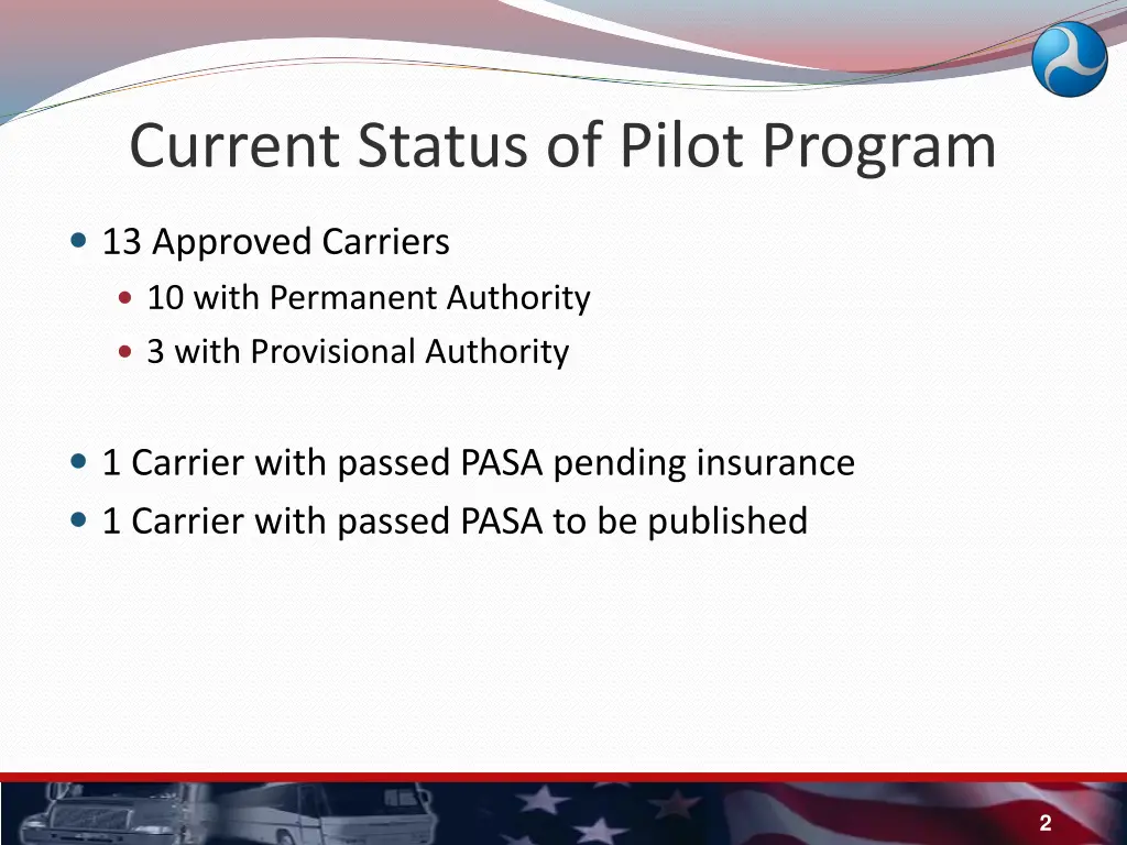 current status of pilot program