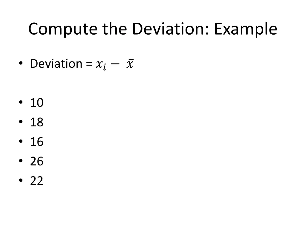 compute the deviation example
