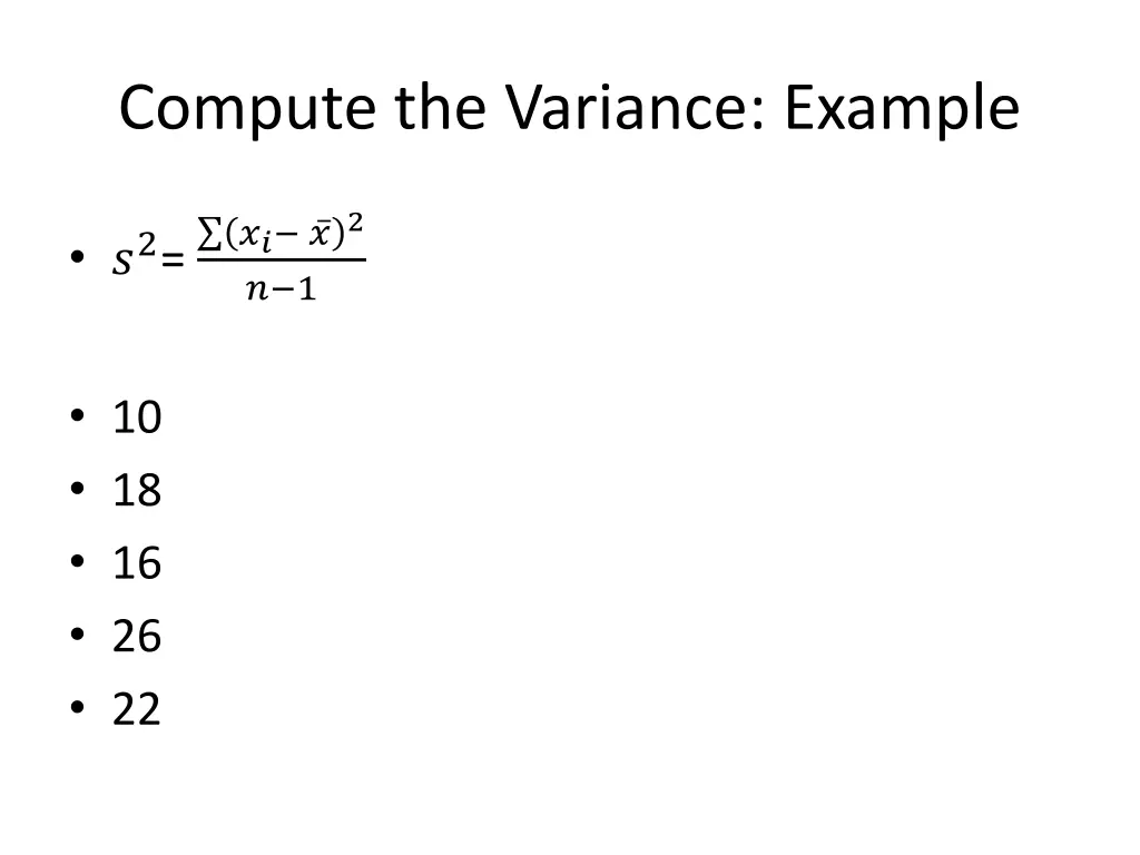 compute the variance example