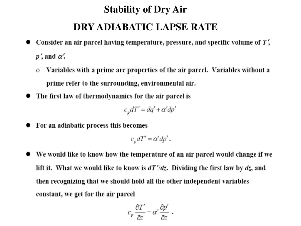 stability of dry air
