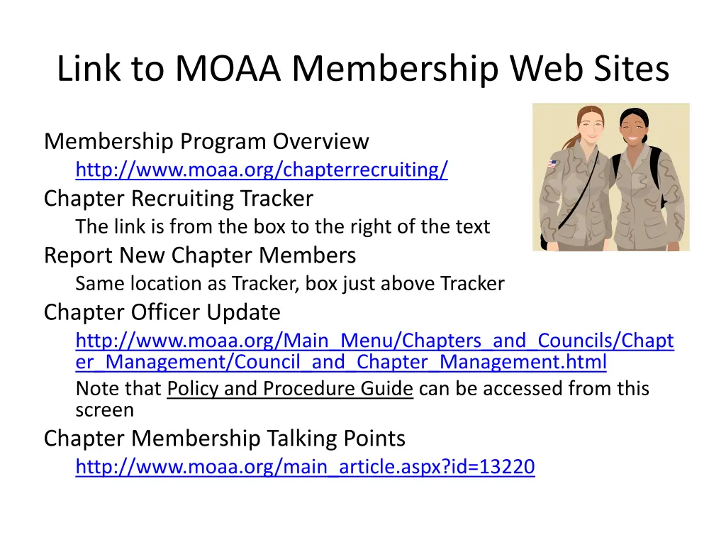 link to moaa membership web sites