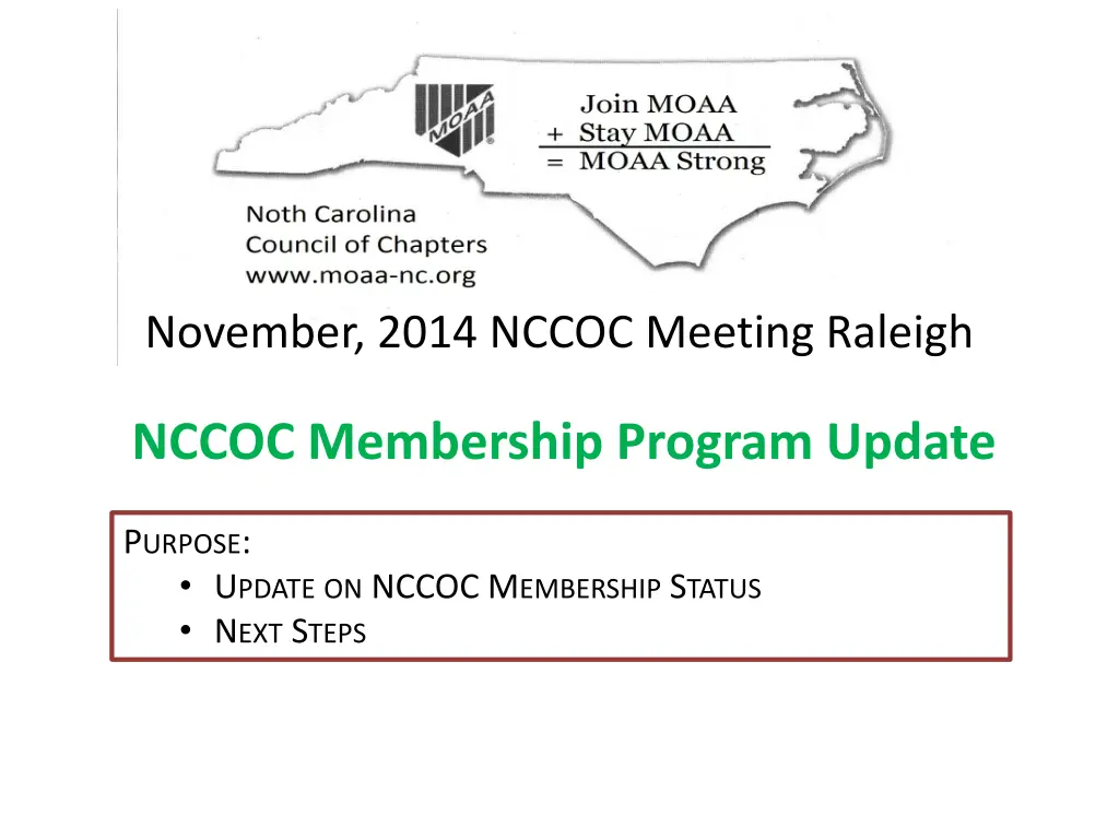 november 2014 nccoc meeting raleigh