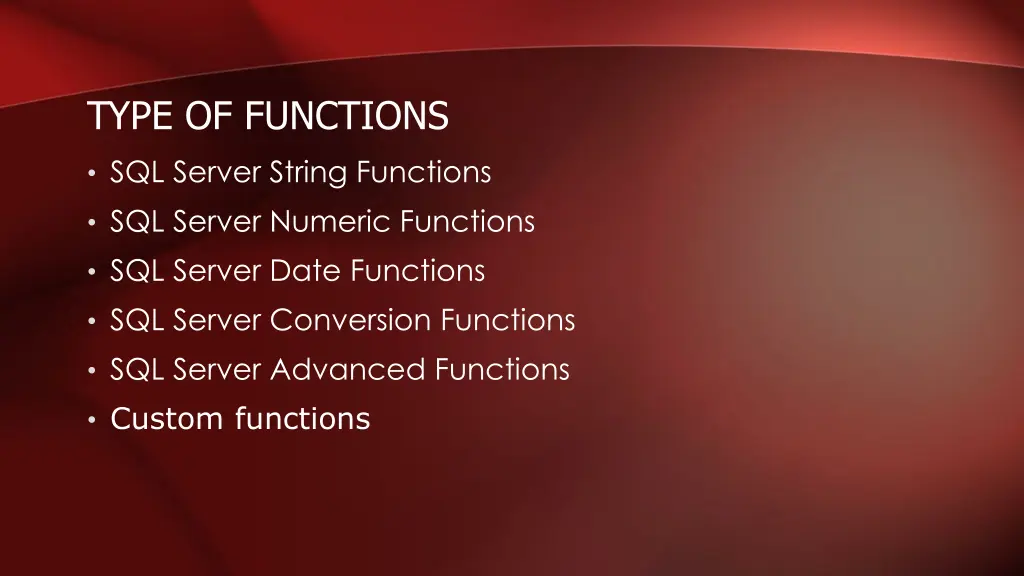 type of functions