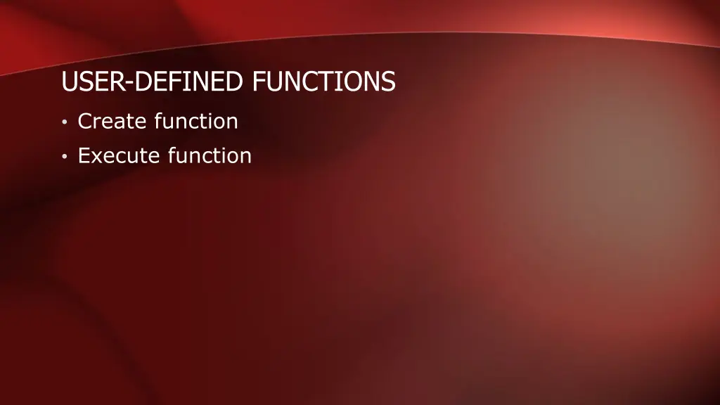 user defined functions