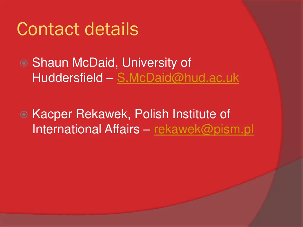contact details