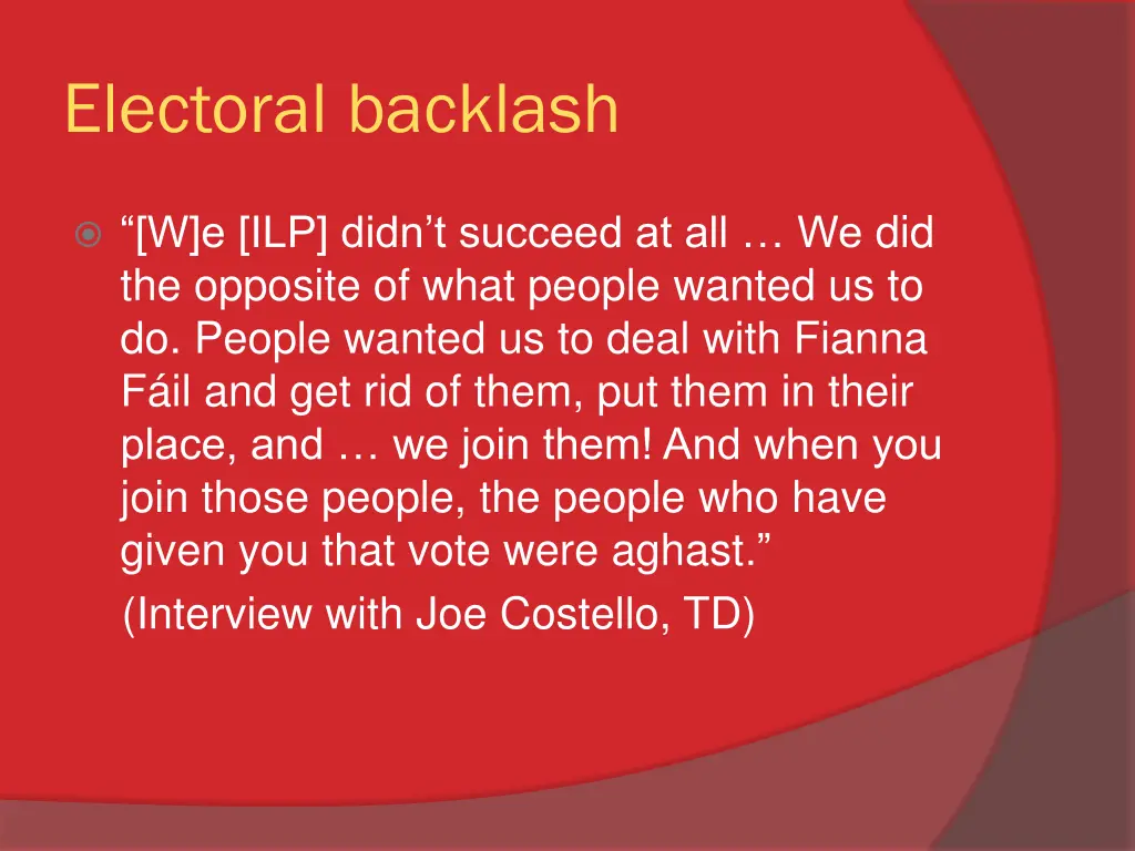electoral backlash