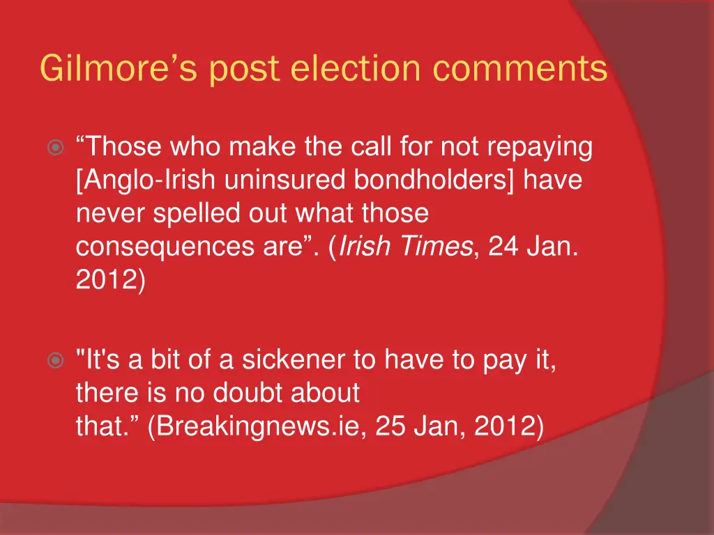 gilmore s post election comments