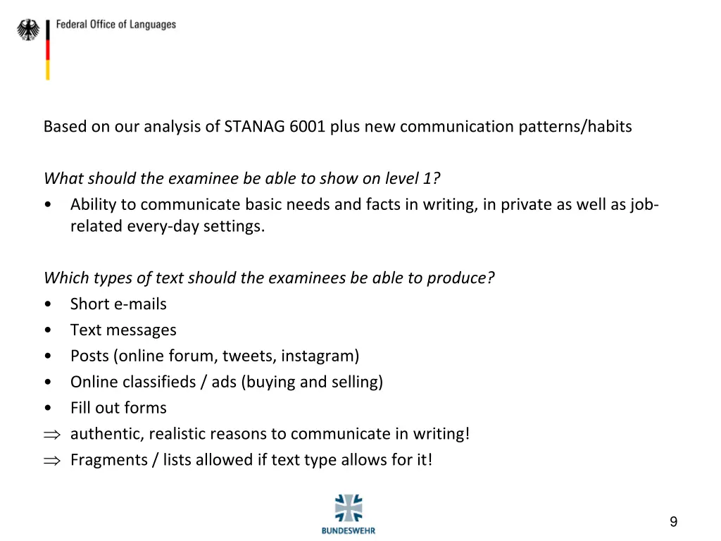 based on our analysis of stanag 6001 plus