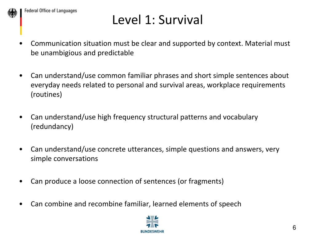 level 1 survival