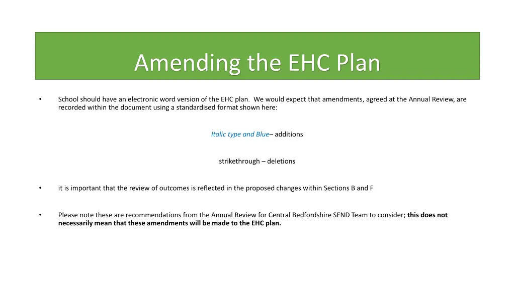 amending the ehc plan