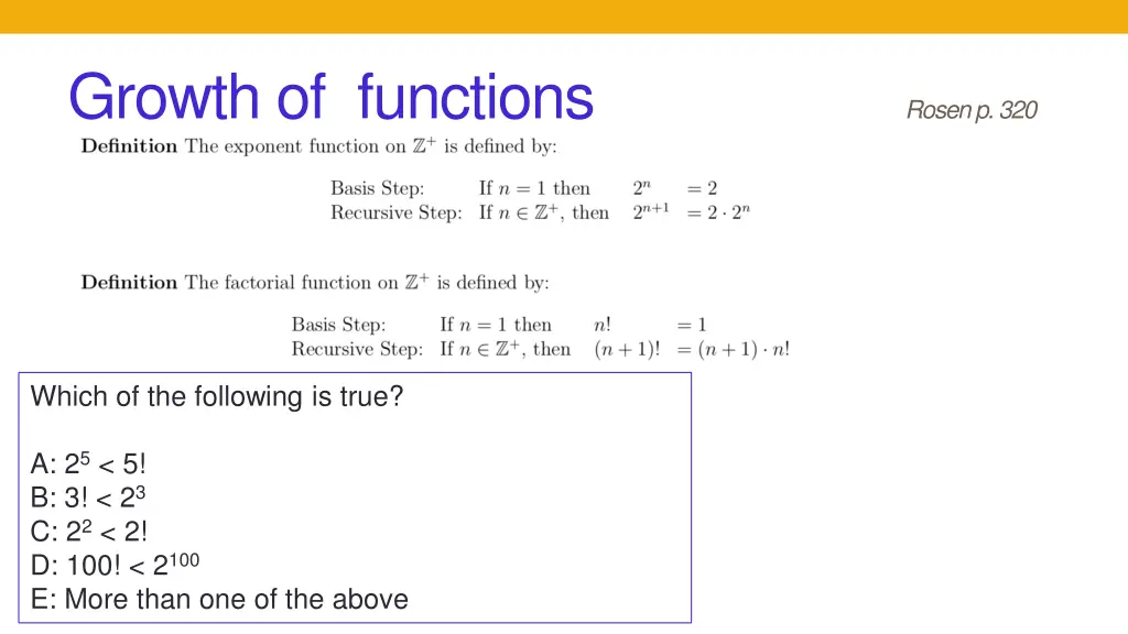 growth of functions