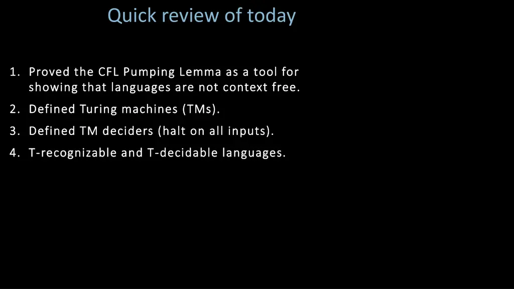 quick review of today