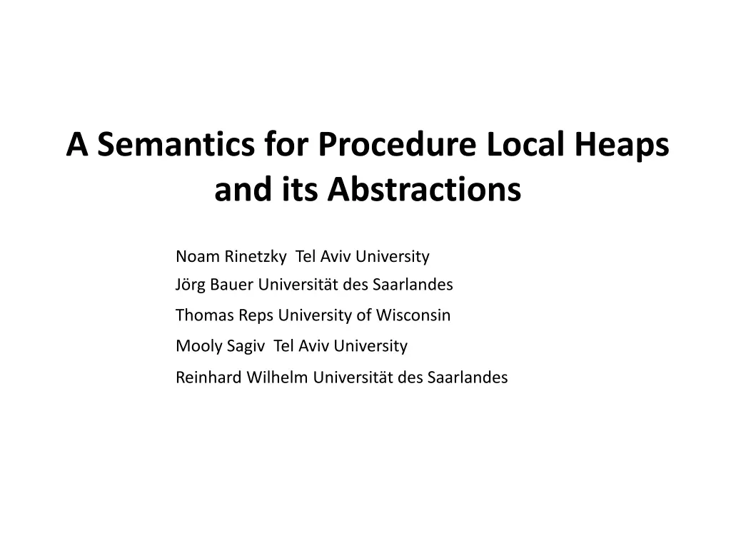 a semantics for procedure local heaps