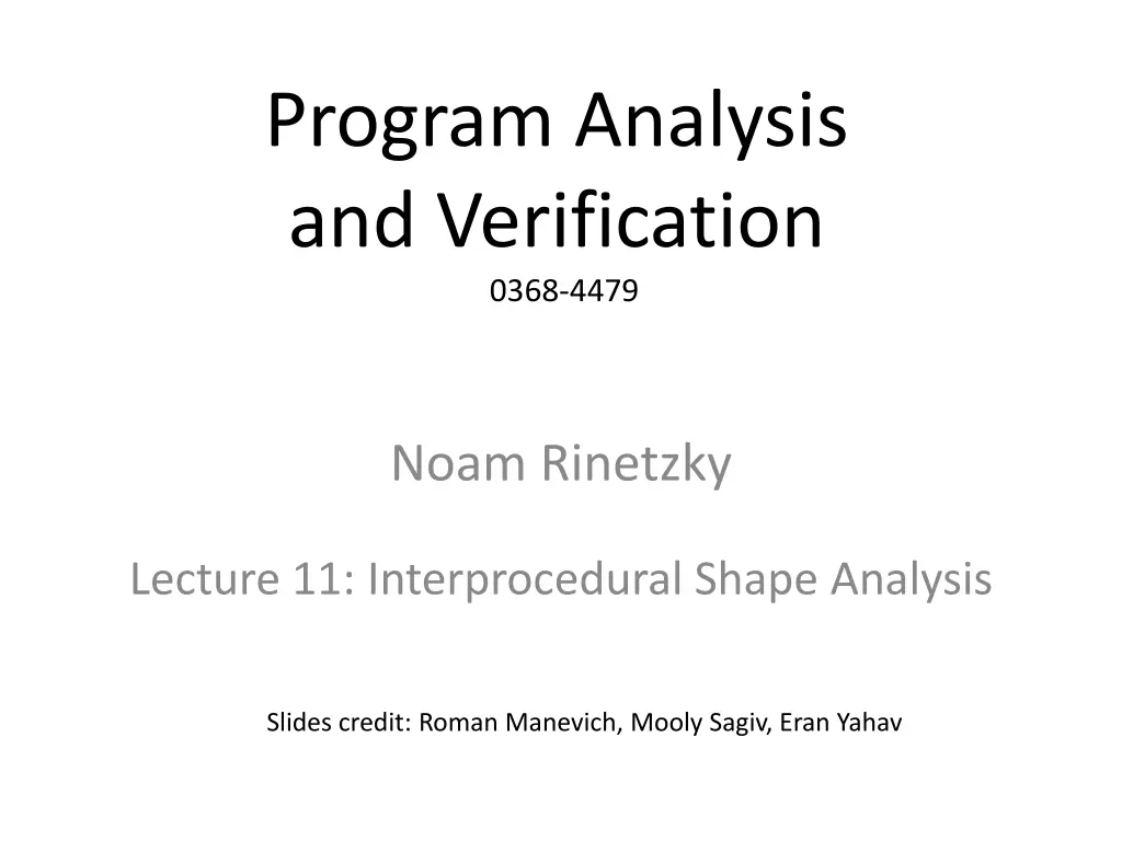 program analysis and verification 0368 4479