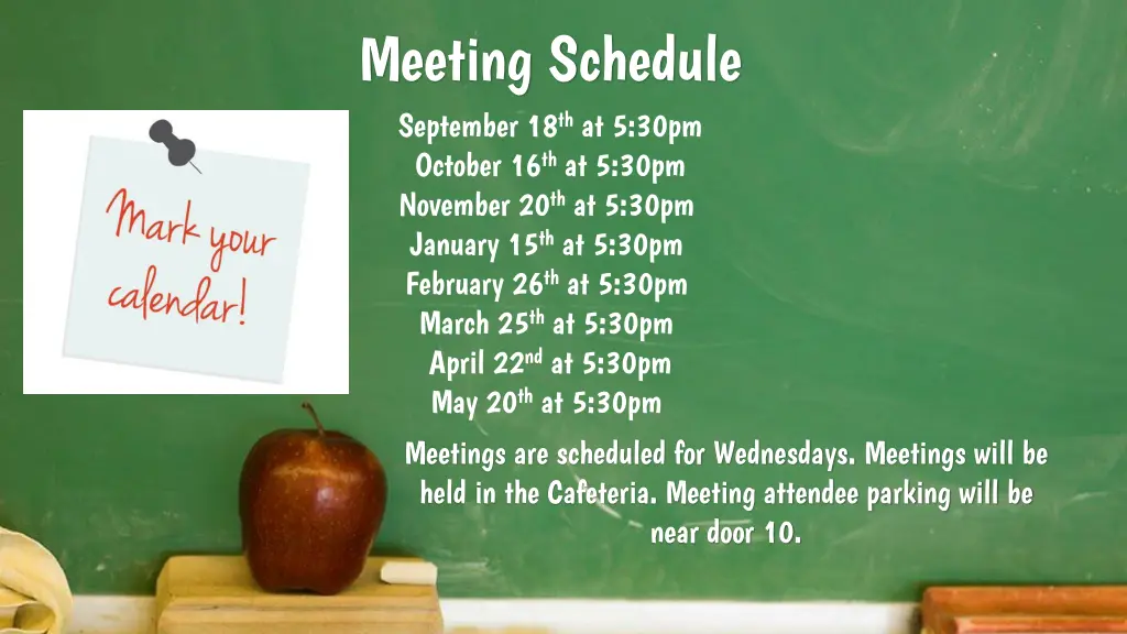 meeting schedule september 18 th at 5 30pm