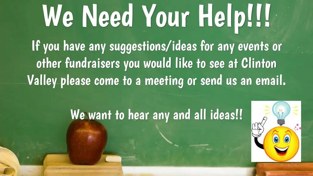 we need your help if you have any suggestions