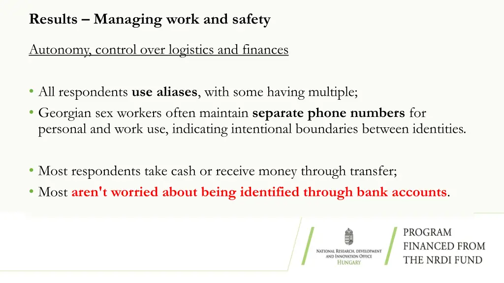 results managing work and safety