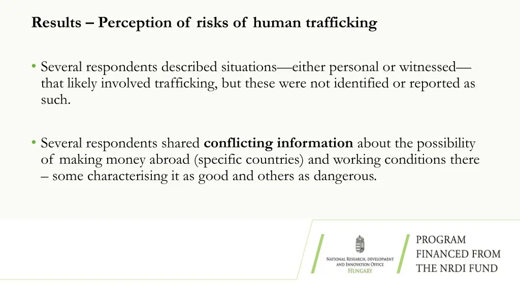results perception of risks of human trafficking 1