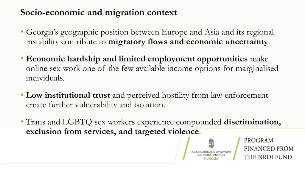 socio economic and migration context