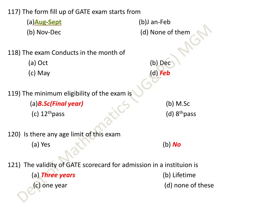 117 the form fill up of gate exam starts from