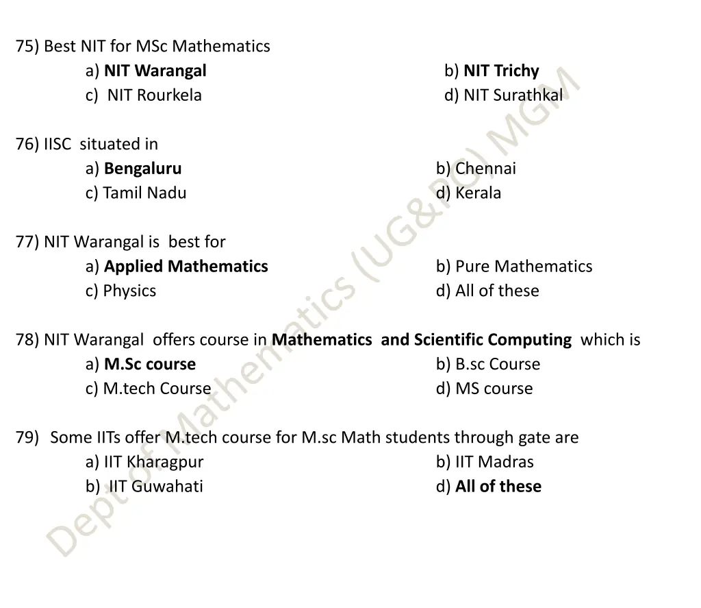75 best nit for msc mathematics a nit warangal