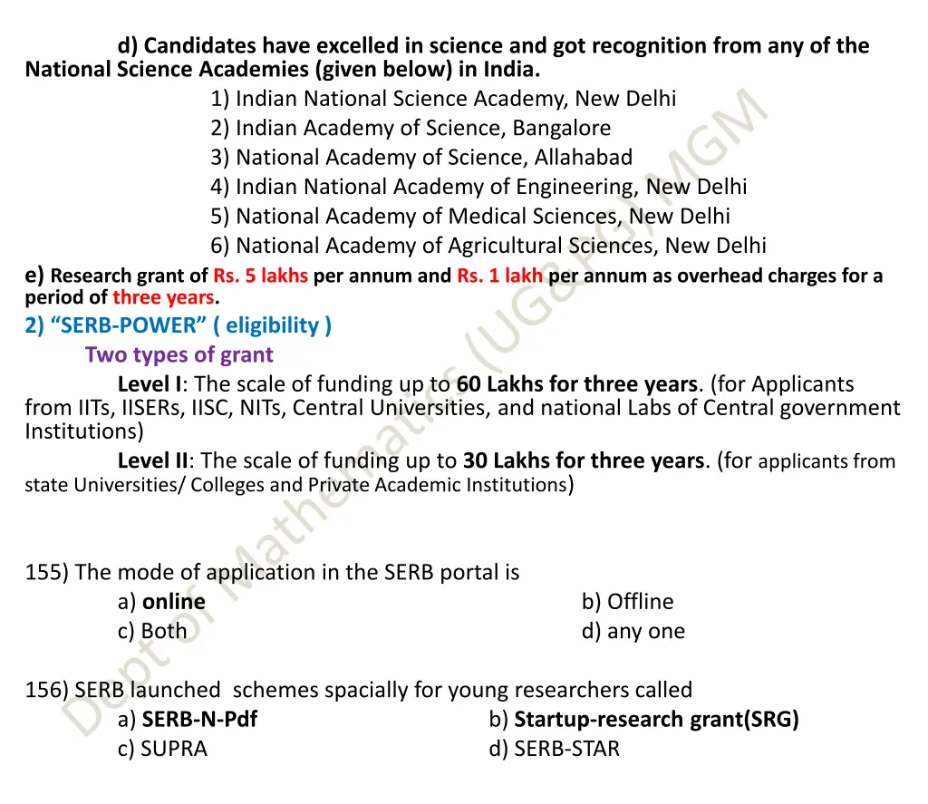 d candidates have excelled in science