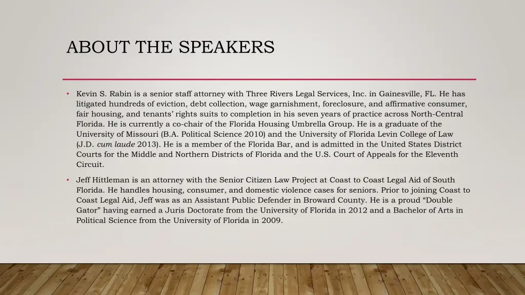 about the speakers