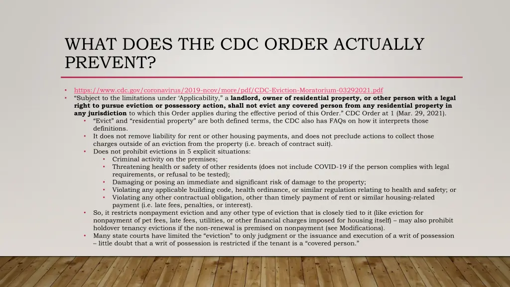 what does the cdc order actually prevent