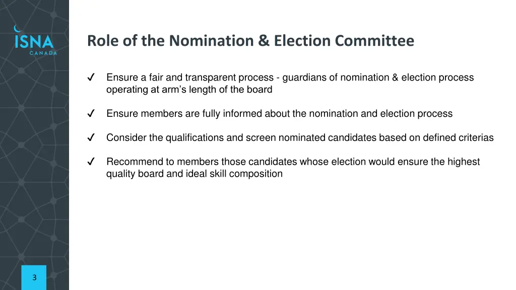 role of the nomination election committee