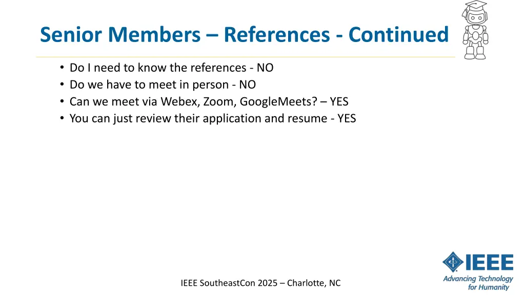 senior members references continued