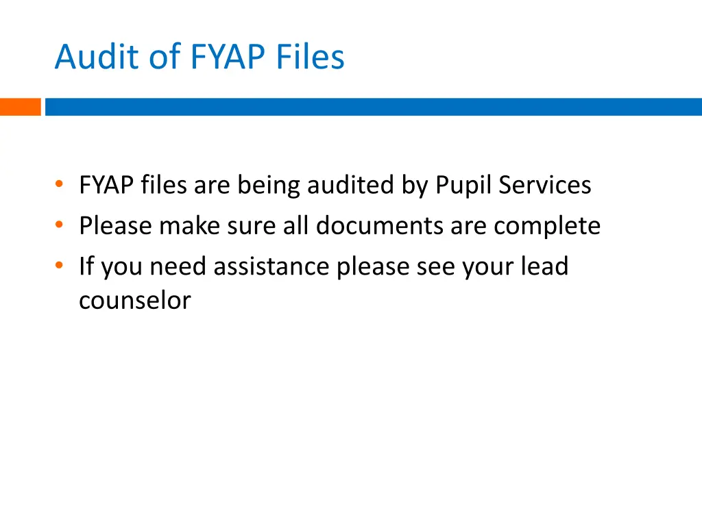 audit of fyap files